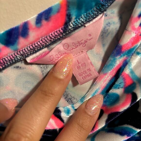 Lilly Pulitzer Mini Olive Luxe Velour Dress All Caught Up- Size Large (8/10) - Picture 7 of 10